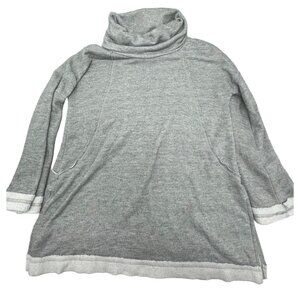 caslon mid wide sleeve turtle neck sweatshirt gray pleated slit bottom polyester